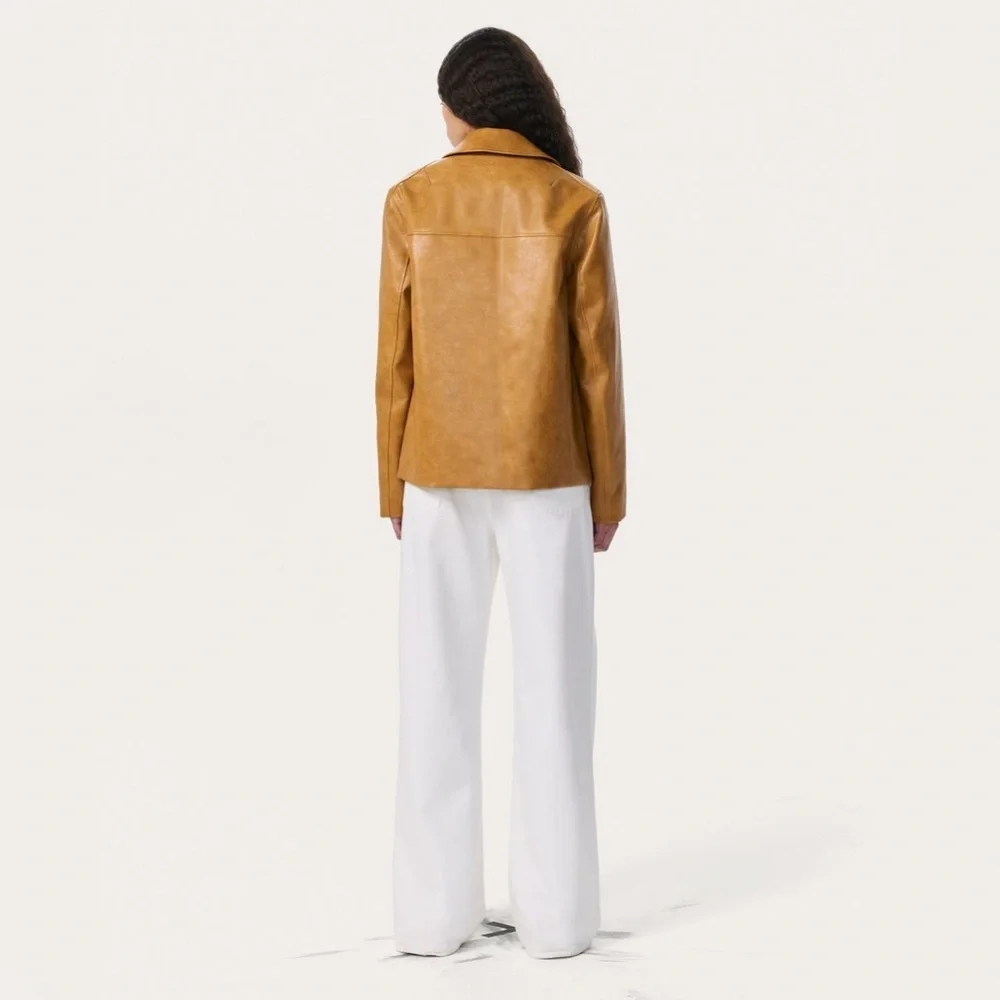 NWT $628 rag & bone Jordie Leather Jacket in Camel Large